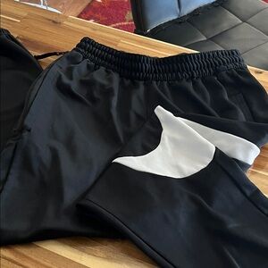 Men's Black and White Joggers